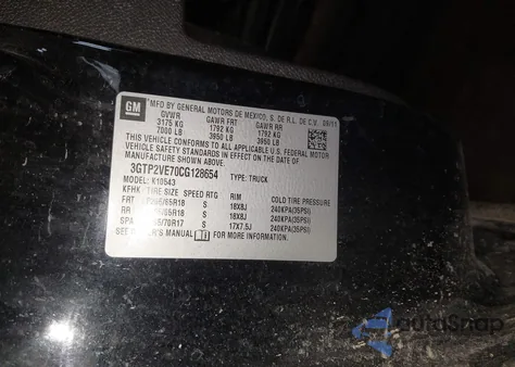 2012 GMC Sierra 1500 Sle из США, поврежденный, VIN 3GTP2VE70CG128654